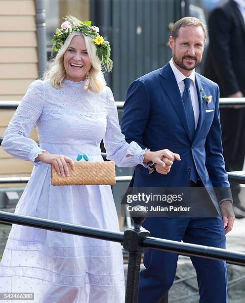 Crown Princess Mette-Marit, and Crown Prince Haakon of Norway depart for the Norwegian Royal Yacht, KS Norge, after a day of events in Trondheim,...