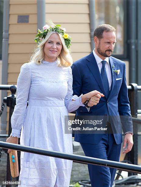 Crown Princess Mette-Marit, and Crown Prince Haakon of Norway depart for the Norwegian Royal Yacht, KS Norge, after a day of events in Trondheim,...