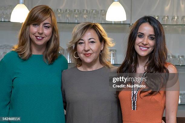 Carmen Ruiz, Carmen Machi, Macarena Garcia, attend the 'Villaviciosa De Al lado' photocall at Warner Bros office on June 23, 2016 in Madrid, Spain....