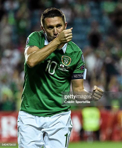 September 2015; Robbie Keane, Republic of Ireland, celebrates after scoring his side's second goal. UEFA EURO 2016 Championship Qualifier, Group D,...