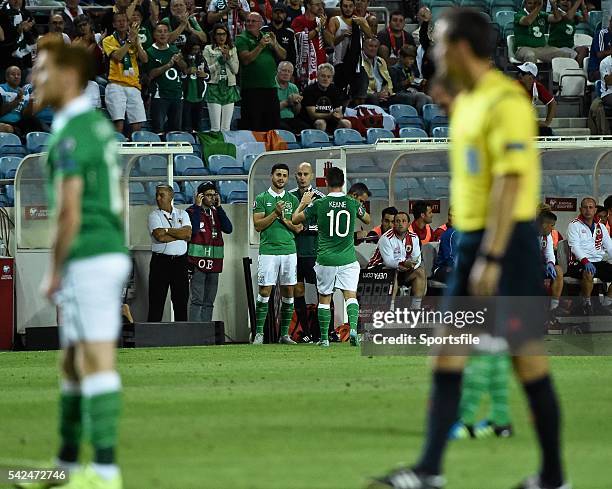 September 2015; Robbie Keane, Republic of Ireland, leaves the pitch to be substituted by Shane Long. UEFA EURO 2016 Championship Qualifier, Group D,...