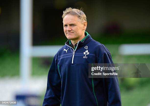 February 2014; Ireland head coach Joe Schmidt before the game. RBS Six Nations Rugby Championship, Ireland v Wales, Aviva Stadium, Lansdowne Road,...