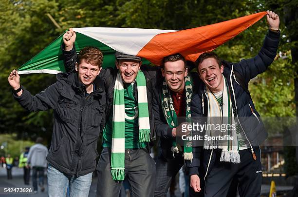 September 2015; Republic of Ireland supporters, from left, Darryl Foy, Sean O'Reilly, Ciaran Cadden and Rory Flynn, all from Enniskillen, Co....