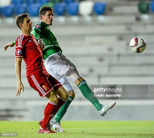 September 2015; Kyle Lafferty, Northern Ireland, in action against Zoltán Gera, Hungary. UEFA EURO 2016 Championship Qualifier, Group F, Northern...