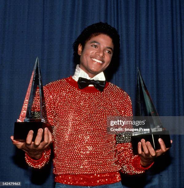 Michael Jackson receives American Music Awards circa 1981 in Los Angeles, California.