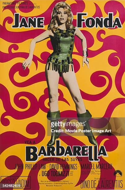 Actress Jane Fonda appears on the poster for the Paramount Pictures film 'Barbarella, 1968.