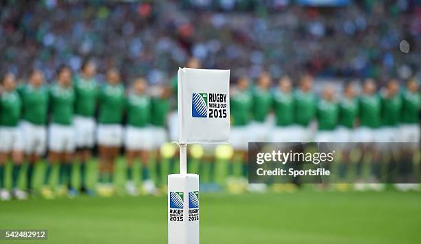 September 2015; The Ireland team ahead of the game. 2015 Rugby World Cup, Pool D, Ireland v Romania, Wembley Stadium, Wembley, London, England....