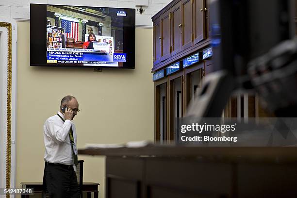 Live Facebook Inc. Video of Representative Ann McLane Kuster, a Democrat from New Hampshire, is broadcast on C-SPAN during a House Democratic sit-in...