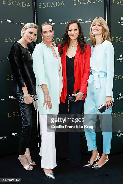 Nadja Auermann, Tatjana Patitz, Claudia Mason and Julia Stegner attend the ESCADA Flagship Store Opening on June 23, 2016 in Duesseldorf, Germany.