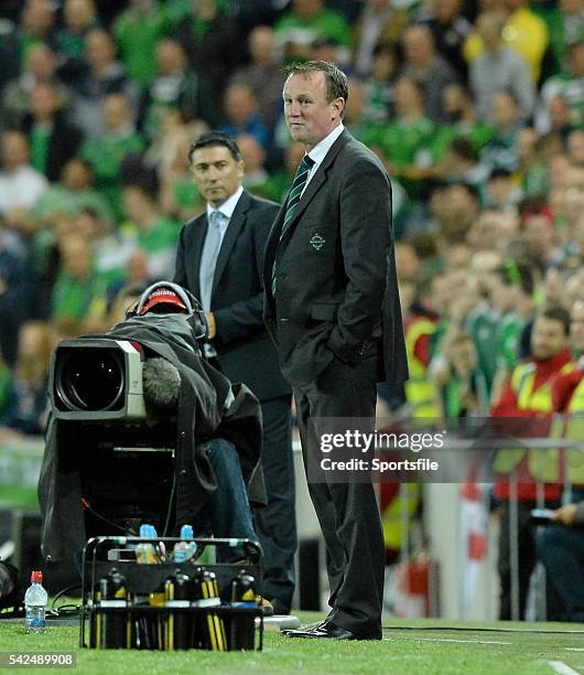 October 2015; Michael O'Neill, Northern Ireland manager. UEFA EURO 2016 Championship Qualifier, Group F, Northern Ireland v Greece. Windsor Park,...