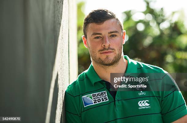 October 2015; Ireland's Robbie Henshaw poses for a portrait after a press conference. 2015 Rugby World Cup, Ireland Rugby Press Conference. Celtic...