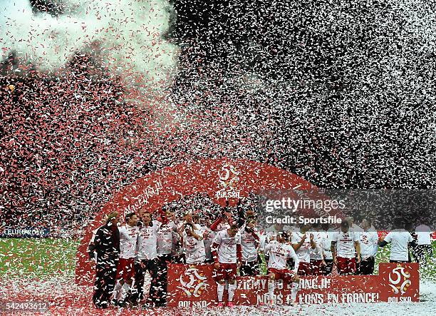 October 2015; Poland players celebrate at the end of the game. UEFA EURO 2016 Championship Qualifier, Group D, Poland v Republic of Ireland. Stadion...