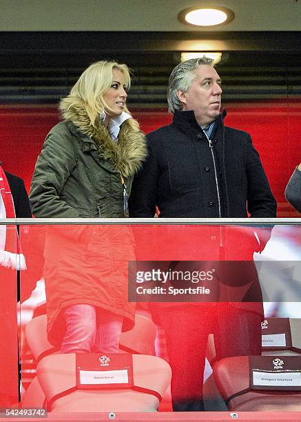 October 2015; FAI Chief Executive John Delaney with Emma English before the start of the game between the Republic of Ireland and Poland. UEFA EURO...