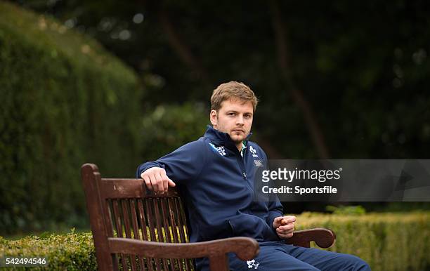 October 2015; Ireland's Iain Henderson poses for a portrait after a press conference. 2015 Rugby World Cup, Ireland Rugby Press Conference. Hilton...