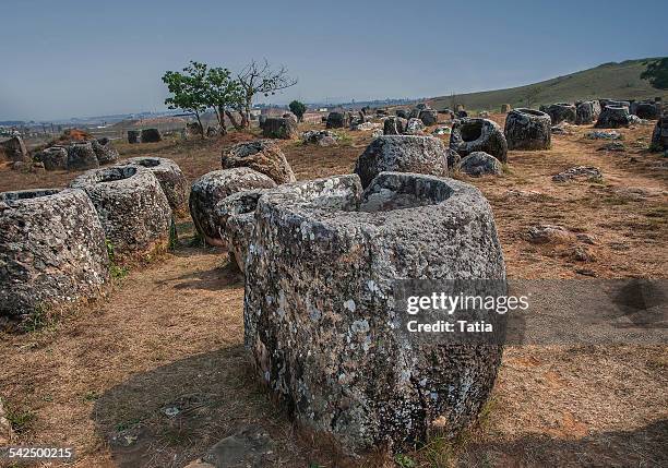 laos, xieng khouang plateau, plain of jars - plain of jars stock pictures, royalty-free photos & images