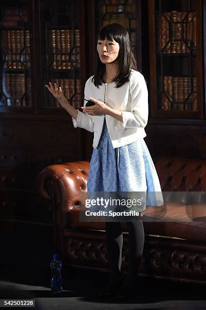 November 2015; Marie Kondo, Author and Organising Consultant, Marie Kondo, on the Society Stage during Day 2 of the 2015 Web Summit in the RDS,...