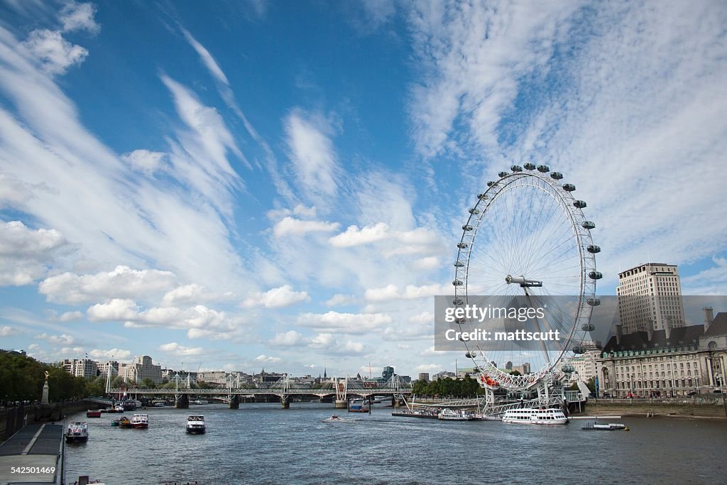 United Kingdom, England, London, London Eye seen from across River Thames