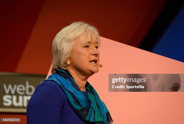 November 2015; Mary Collins, ESB, announces the winner of the ESB Spark of Genius Award on the Marketing Stage during Day 3 of the 2015 Web Summit in...