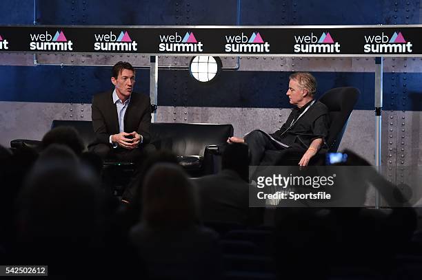 November 2015; Brian Message, left, Partner, ATC Management, with Dave Fanning, Broadcaster, RTÉ, on the Music Stage during Day 3 of the 2015 Web...