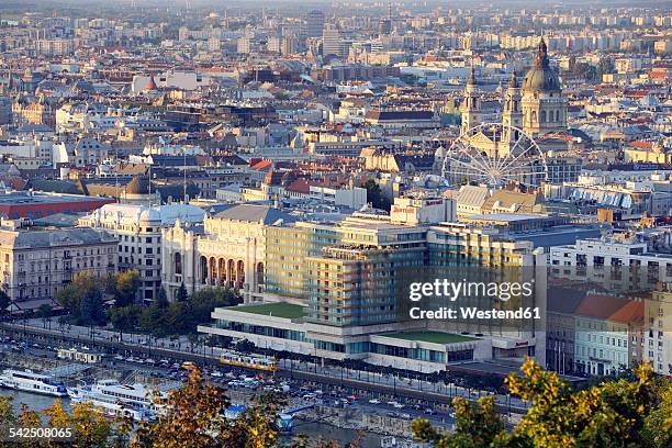 hungary, budapest, view to st. stephen's basilica and vigado concert hall - basilica of st stephen budapest stock pictures, royalty-free photos & images