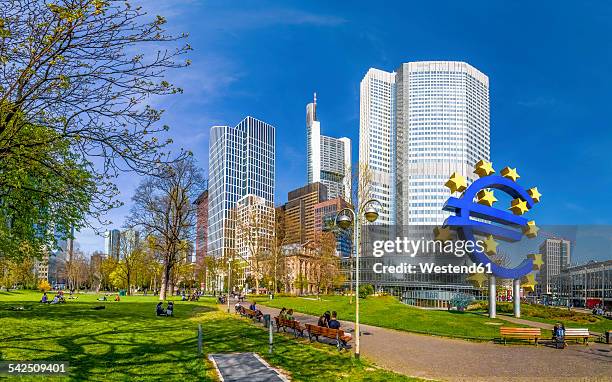 germany, hesse, frankfurt, financial district - banca centrale europea foto e immagini stock
