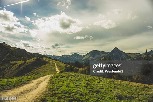 austria, tyrol, tannheimer tal, hiking trail in mountainscape - mountain path stock pictures, royalty-free photos & images