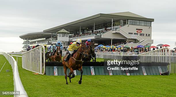 July 2014; Beckwith Star, with Brian Hayes up, start their second tour on their way to winning the Easyfix Rubber Products Handicap Hurdle. Galway...