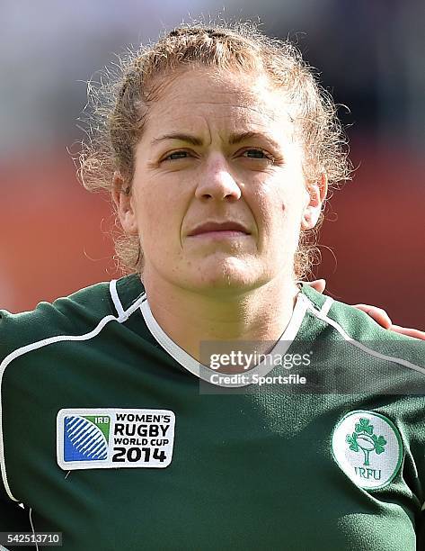 August 2014; Fiona Coghlan, Ireland. 2014 Women's Rugby World Cup semi-final, Ireland v England, Stade Jean Bouin, Paris, France. Picture credit:...