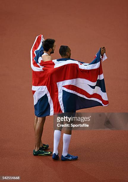 August 2014; Winner of the men's 400m final Martyn Rooney of Great Britain, left, and second place Matthew Hudson-Smith, of Great Britain. European...