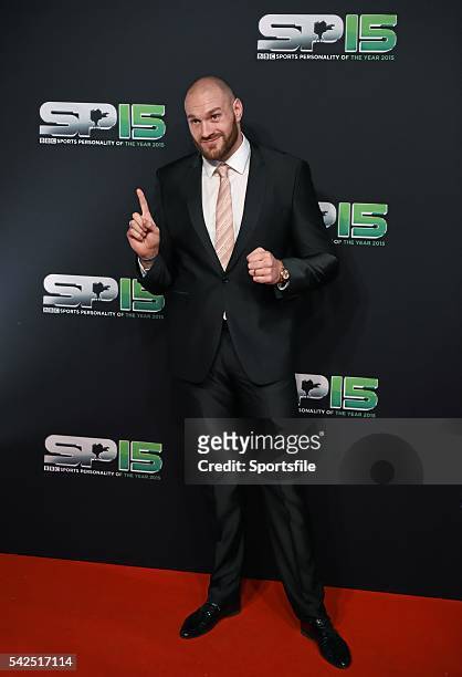 December 2015; Boxer Tyson Fury arrives to BBC Sports Personality of the Year 2015 at the Titanic Belfast, Titanic Quarter, Olympic Way, Belfast, Co...