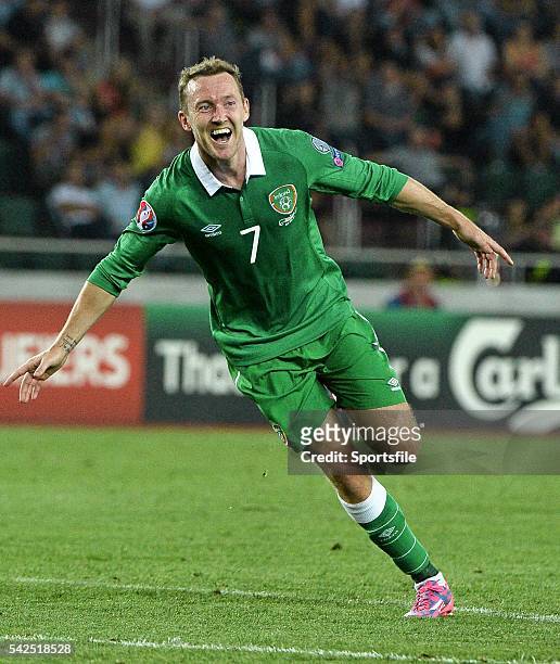 September 2014; Aiden McGeady, Republic of Ireland, celebrate's after scoring his side's second and winning goal. UEFA EURO 2016 Championship...