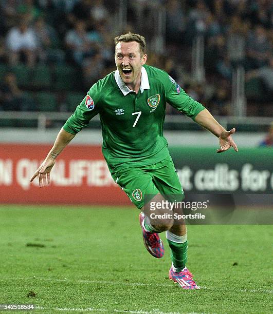 September 2014; Aiden McGeady, Republic of Ireland, celebrate's after scoring his side's second and winning goal. UEFA EURO 2016 Championship...