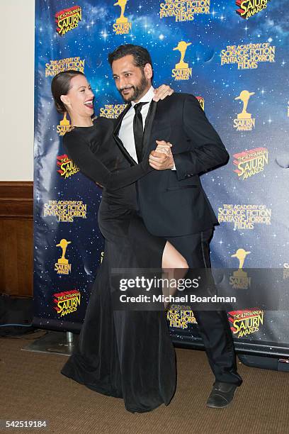 Cas Anvar and Kristen Gutoskie pose in the press room at the 42nd Annual Saturn Awards at The Castaway on June 22, 2016 in Burbank, California.
