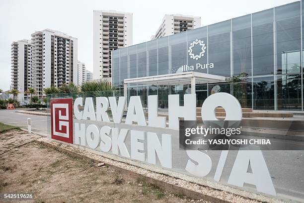 Logo of Brazilian property developer Carvalho Hosken is seen at the Olympic and Paralympic Village in Rio de Janeiro, Brazil, on June 23, 2016. / AFP...