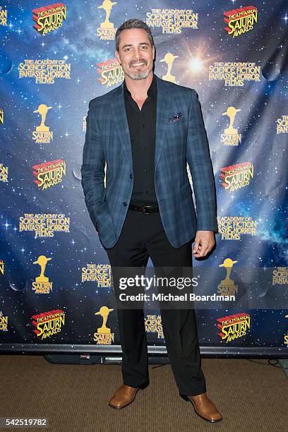 Victor Webster pose in the press room at the 42nd Annual Saturn Awards at The Castaway on June 22, 2016 in Burbank, California.