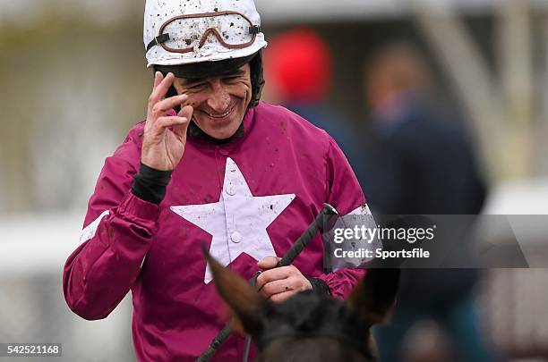 December 2015; Davy Russell celebrates after winning on Prince of Scars in the Squared Financial Christmas Hurdle. Leopardstown Christmas Racing...