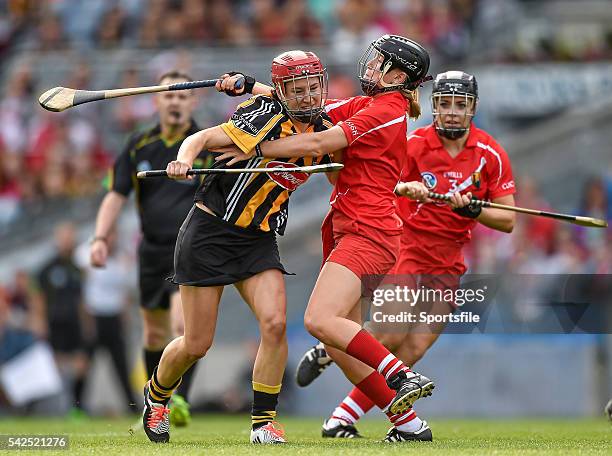 September 2014; Aisling Dunphy, Kilkenny, in action against Laura Tracey, Cork. Liberty Insurance All Ireland Senior Camogie Championship Final,...