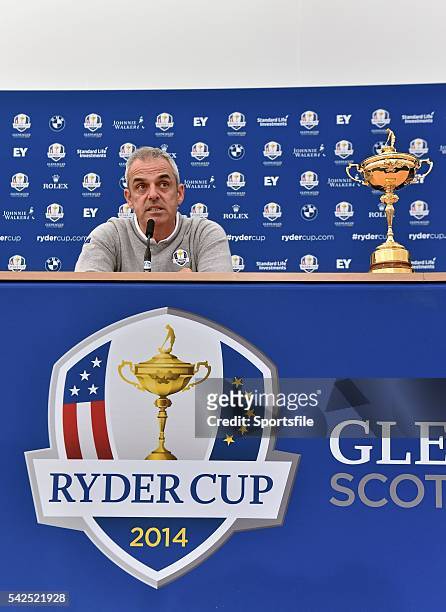 September 2014; European team captain Paul McGinley during the captains joint press conference. The 2014 Ryder Cup, Day 1. Gleneagles, Scotland....