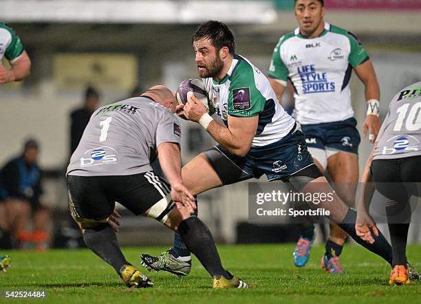 January 2016; Ronan Loughney, Connacht, is tackled by Shvelidze Goderzi, Brive. European Rugby Challenge Cup, Pool 1, Round 5, Brive v Connacht....