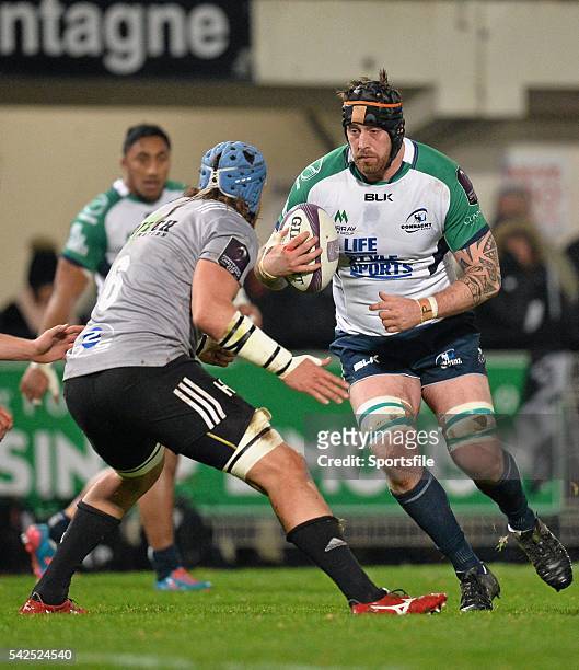 January 2016; Aly Muldowney, Connacht, is tackled by William Whetton, Brive. European Rugby Challenge Cup, Pool 1, Round 5, Brive v Connacht. Stade...