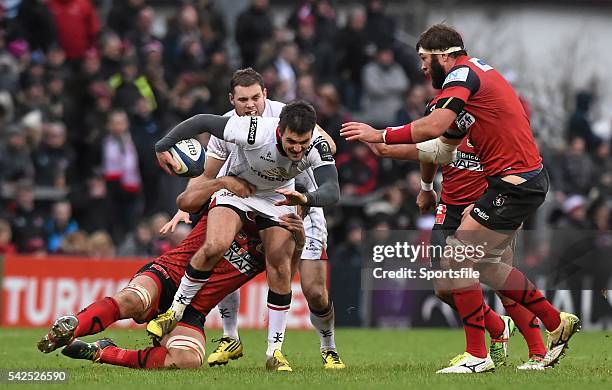 January 2016; Jared Payne, Ulster, in action against Oyonnax. European Rugby Champions Cup, Pool 1, Round 6, Ulster v Oyonnax, Kingspan Stadium,...