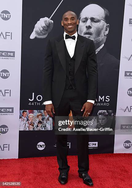 Basketball player Kobe Bryant arrives at the 44th AFI Life Achievement Awards Gala Tribute to John Williams at Dolby Theatre on June 9, 2016 in...