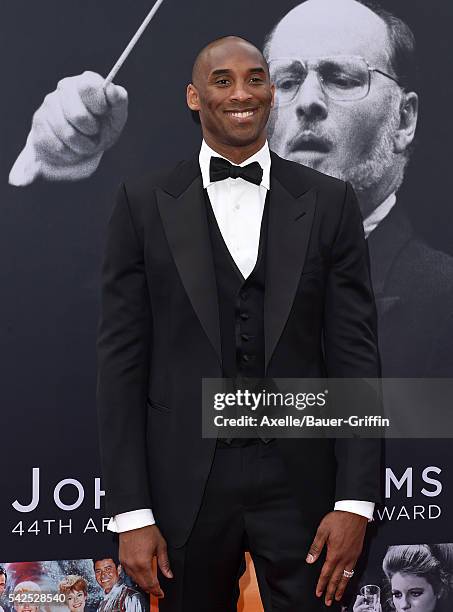 Basketball player Kobe Bryant arrives at the 44th AFI Life Achievement Awards Gala Tribute to John Williams at Dolby Theatre on June 9, 2016 in...