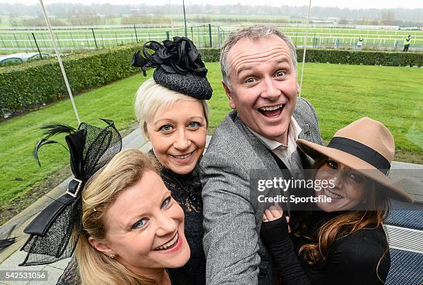 February 2016; A celebrity 'superselfie' snapped, from left, Nuala Carey, RTÉ, Sonia Molich, TV3 Stylist, Dáithí Ó Sé, broadcaster, and Sinéad...