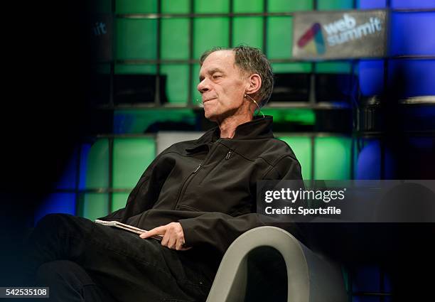November 2014; David Carr, Journalist and Author, The New York Times, on the centre stage during Day 3 of the 2014 Web Summit in the RDS, Dublin,...