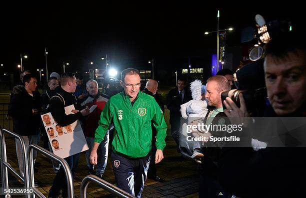 November 2014; Republic of Ireland manager Martin O'Neill arrives for a press conference ahead of their UEFA EURO 2016 Championship Qualifer Group D...