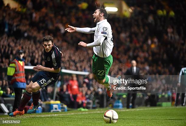 November 2014; Richard Keogh, Republic of Ireland, in action against Andrew Robertson, Scotland. UEFA EURO 2016 Championship Qualifier, Group D,...