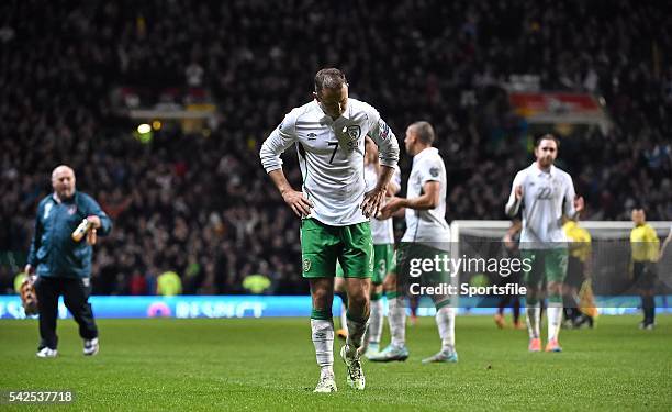 November 2014; A dejected Aiden McGeady, Republic of Ireland, at the end of the game. UEFA EURO 2016 Championship Qualifier, Group D, Scotland v...