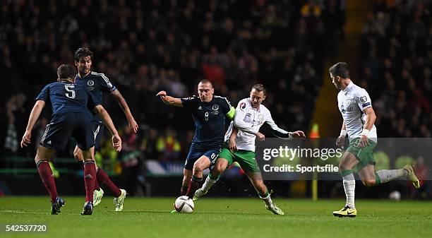 November 2014; Scott Brown, Scotland, in action against Aidan McGeady, Republic of Ireland. UEFA EURO 2016 Championship Qualifier, Group D, Scotland...