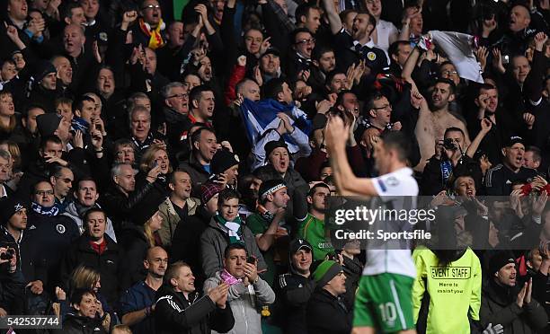 November 2014; Scotland supporters celebrate following their side's victory. UEFA EURO 2016 Championship Qualifier, Group D, Scotland v Republic of...